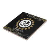 Aum Symbool Mantra Meditation Black en Gold Tegeltje (Zijkant)