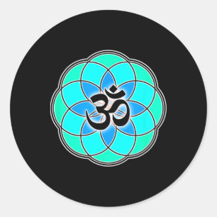 Aum Teken Yoga Meditatie Zaad Van Leven Bloem Van  Ronde Sticker