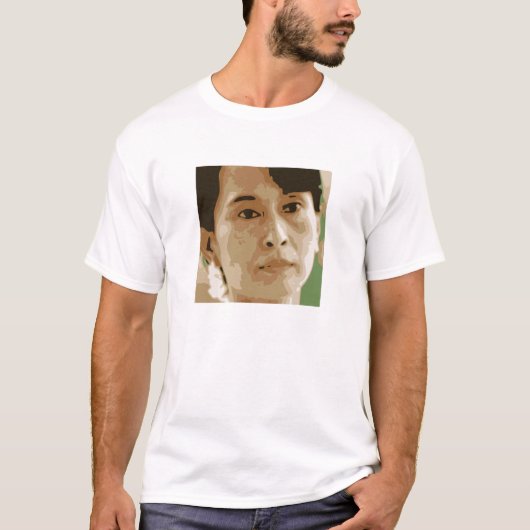 aung san suu kyi birma groene zwarte leider t-shirt (Voorkant)