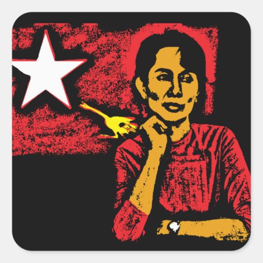 Aung San Suu Kyi Vierkante Sticker (Voorkant)