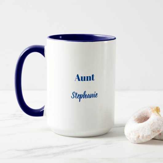 Aunt Aangepaste naam Weddings Blue White Gift Mok (Met donut)