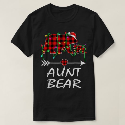 Aunt Bear Christmas Pajama Red Plaid Buffalo Xmas  T-shirt (Design voorkant)