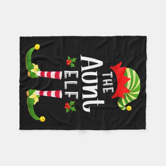 Aunt Christmas Elf Matching Pajama X-mas Party Fleece Deken (Voorkant (Horizontaal))