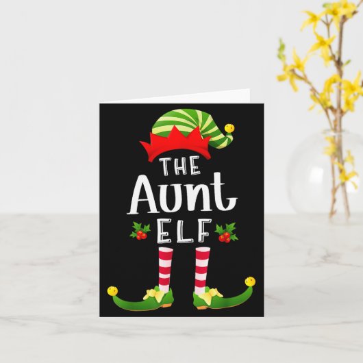 Aunt Christmas Elf Matching Pajama X-mas Party  Kaart (Gele Bloem)