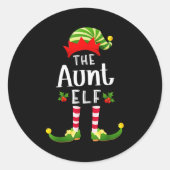 Aunt Christmas Elf Matching Pajama X-mas Party Ronde Sticker (Voorkant)