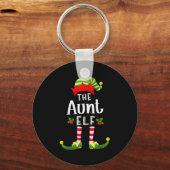 Aunt Christmas Elf Matching Pajama X-mas Party Sleutelhanger (Voorkant)
