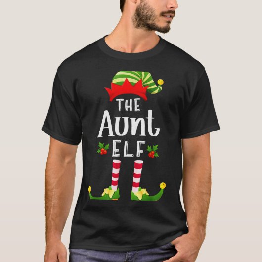 Aunt Christmas Elf Matching Pajama X-mas Party T-shirt (Voorkant)