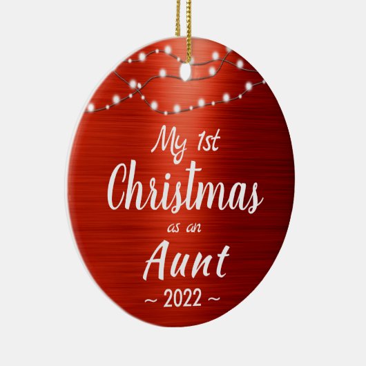Aunt First Christmas String Lights Photo Keramisch Ornament (Rechts)