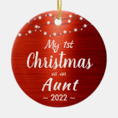 Aunt First Christmas String Lights Photo Keramisch Ornament (Voorkant)