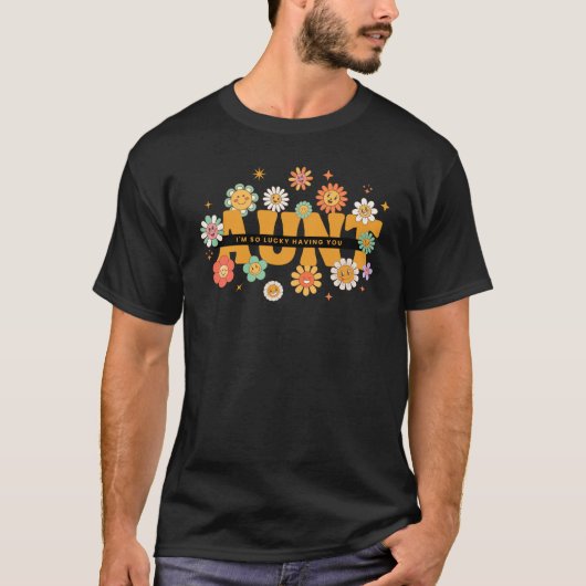 AUNT Flower Shirt, Cute Floral AUNT Tee T-shirt (Voorkant)