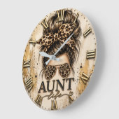 Aunt Life Leopard Print Messy Bun Cheetah Grote Klok (Hoek)