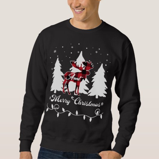 Aunt Moose Buffalo Red Plaid Christmas Matching Fa Trui (Voorkant)