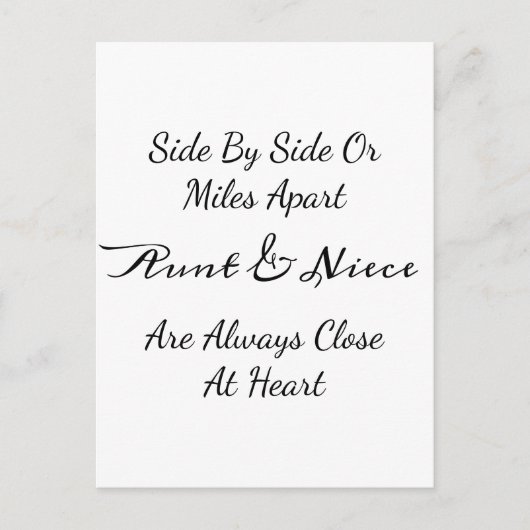 Aunt & Niece Quote – Side By Side or Miles Apart Briefkaart (Voorkant)