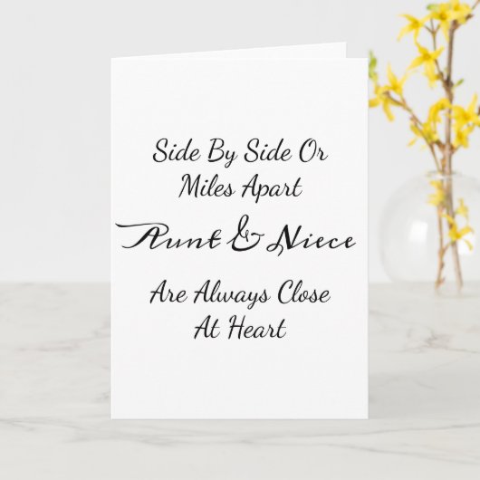Aunt & Niece Quote – Side By Side or Miles Apart Kaart (Gele Bloem)