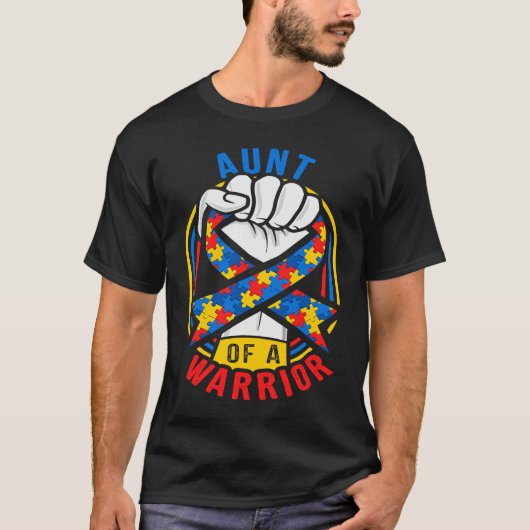 Aunt of a Warrior Autism Awareness Matching T-shirt (Voorkant)