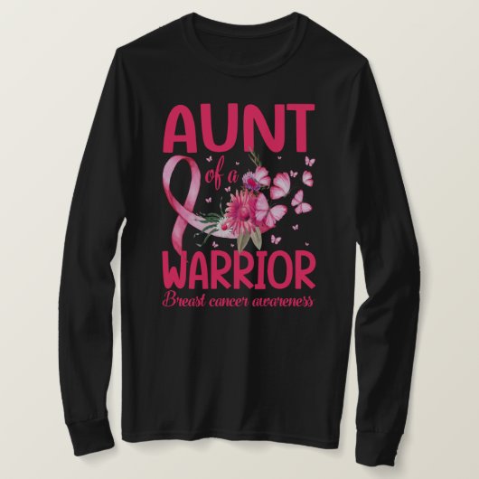 AUNT of a Warrior Breast Cancer Awareness T-shirt (Design voorkant)