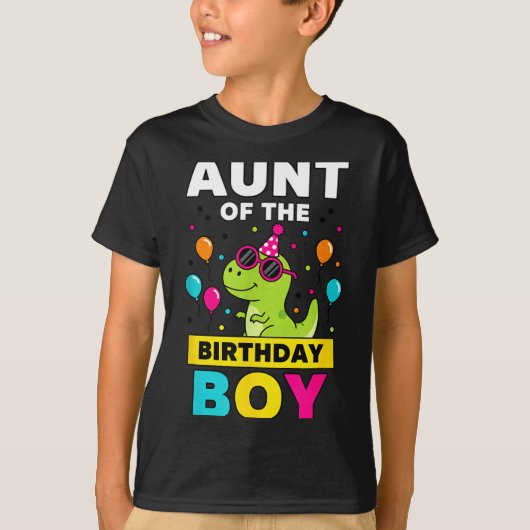 Aunt Of The Birthday Boy Dinosaur Party  T-shirt (Voorkant)