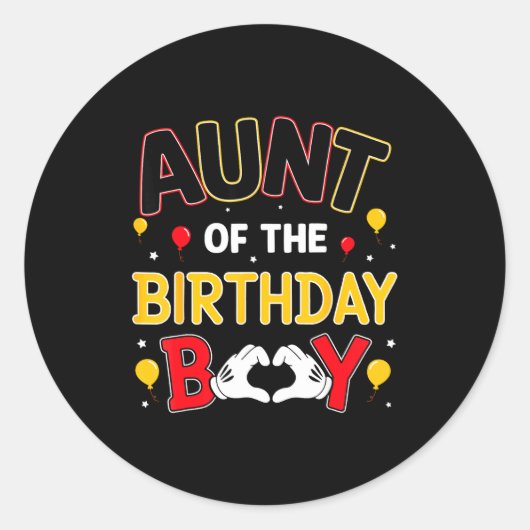 Aunt Of The Birthday Boy Matching Family Birthday  Ronde Sticker (Voorkant)