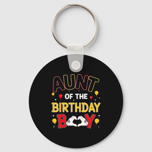 Aunt Of The Birthday Boy Matching Family Birthday Sleutelhanger (Voorkant)