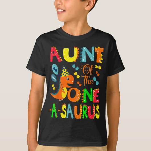 Aunt Of The One-a-saurus 1st Birthday Boy Dinosaur T-shirt (Voorkant)