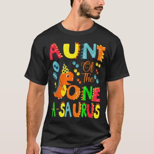 Aunt Of The One-a-saurus 1st Birthday Boy Dinosaur T-shirt (Voorkant)