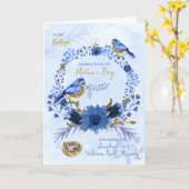 Aunt op Moederdag Waterverf Blauwvogels Kaart (Gele Bloem)