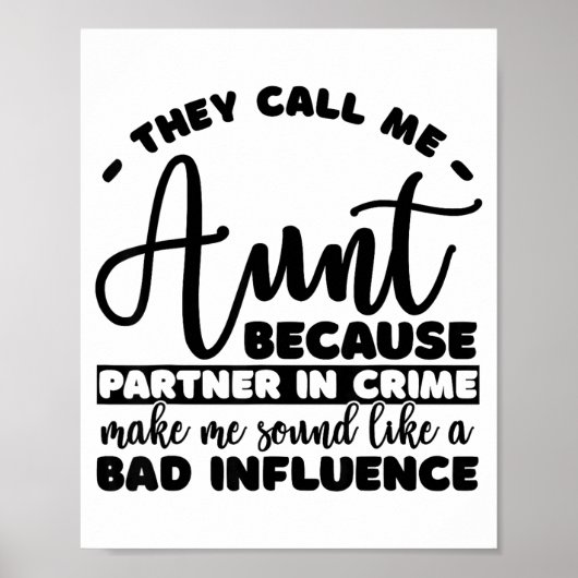 Aunt Partner In Crime Shirt Aunt Tee Shirts Sarcas Poster (Voorkant)