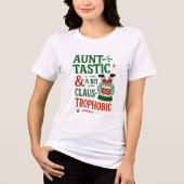 Aunt-tastic & a Bit Claus-trophobic – Funny Pun Ch Tri-Blend Shirt (Voorkant)