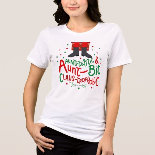 Aunt-tastic & a Bit Claus-trophobic – Funny Pun Ch Tri-Blend Shirt (Voorkant)