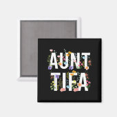 Aunt Tifa - Retro Wildflowers Floral Feminist Mom  Magneet (Voorkant / Achterkant)