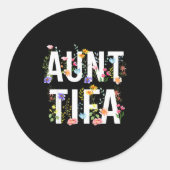 Aunt Tifa - Retro Wildflowers Floral Feminist Mom  Ronde Sticker (Voorkant)