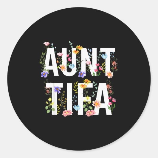 Aunt Tifa - Retro Wildflowers Floral Feminist Mom  Ronde Sticker (Voorkant)