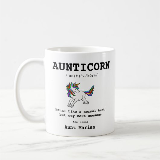 Aunticorn Aunt Definition Unicorn Typografie Koffiemok (Links)