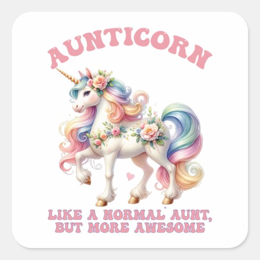Aunticorn Cool Tante Vierkante Sticker (Voorkant)