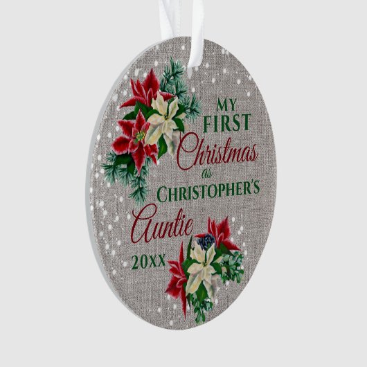 Auntie 1 Kerstmis Poinsettia Foto Ornament (voorkant)