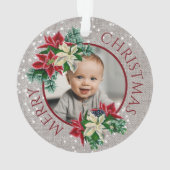 Auntie 1 Kerstmis Poinsettia Foto Ornament (achterkant)