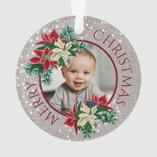 Auntie 1 Kerstmis Poinsettia Foto Ornament (achterkant)