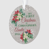 Auntie 1 Kerstmis Poinsettia Foto Ornament (voorkant)