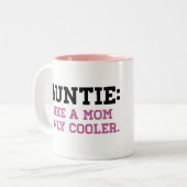 Auntie, als een moeder alleen Cooler Tweekleurige Koffiemok (Voorkant links)
