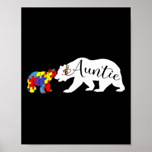 Auntie Beer Autism Awareness Maand Aunt Women Niec Poster