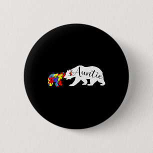 Auntie Beer Autism Awareness Maand Aunt Women Niec Ronde Button 5,7 Cm