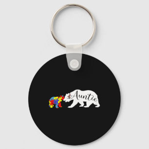 Auntie Beer Autism Awareness Maand Aunt Women Niec Sleutelhanger