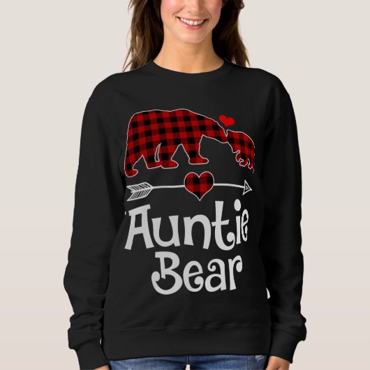 Auntie Beer Kerstmis Pajama Red Pset Buffalo Mat Trui (Voorkant)