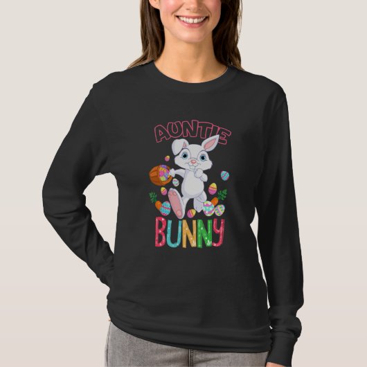 Auntie Bunny Cute Bunny Holding Eggs Basket Easter T-shirt (Voorkant)