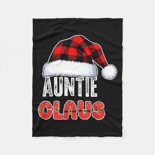 Auntie Claus Buffalo Plaid Red Santa Hat Christmas Fleece Deken (Voorkant)