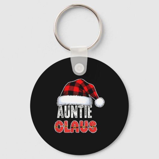 Auntie Claus Buffalo Plaid Red Santa Hat Christmas Sleutelhanger (Voorkant)