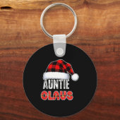 Auntie Claus Buffalo Plaid Red Santa Hat Christmas Sleutelhanger (Voorkant)