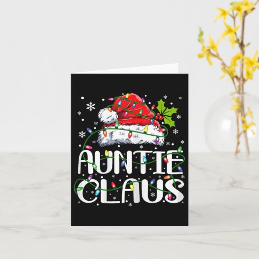 Auntie Claus Kerstmis Licht Pajama Familie Matchi Kaart (Gele Bloem)