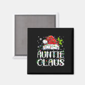 Auntie Claus Kerstmis Licht Pajama Familie Matchi Magneet (Voorkant / Achterkant)