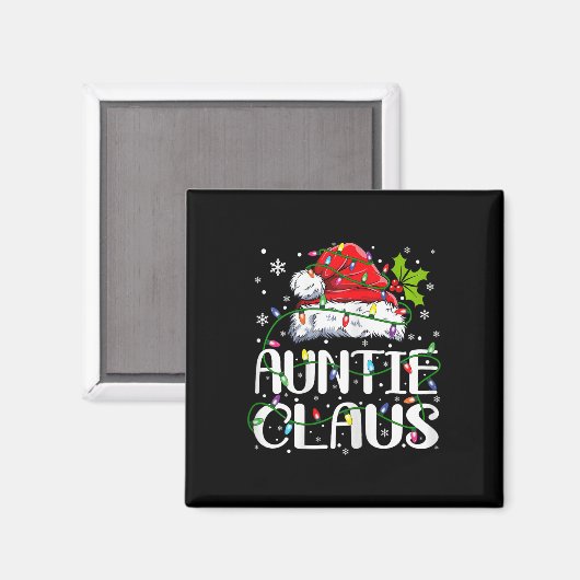 Auntie Claus Kerstmis Licht Pajama Familie Matchi Magneet (Voorkant / Achterkant)